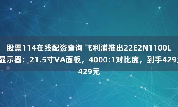 股票114在线配资查询 飞利浦推出22E2N1100LS显示器：21.5寸VA面板，4000:1对比度，到手429元